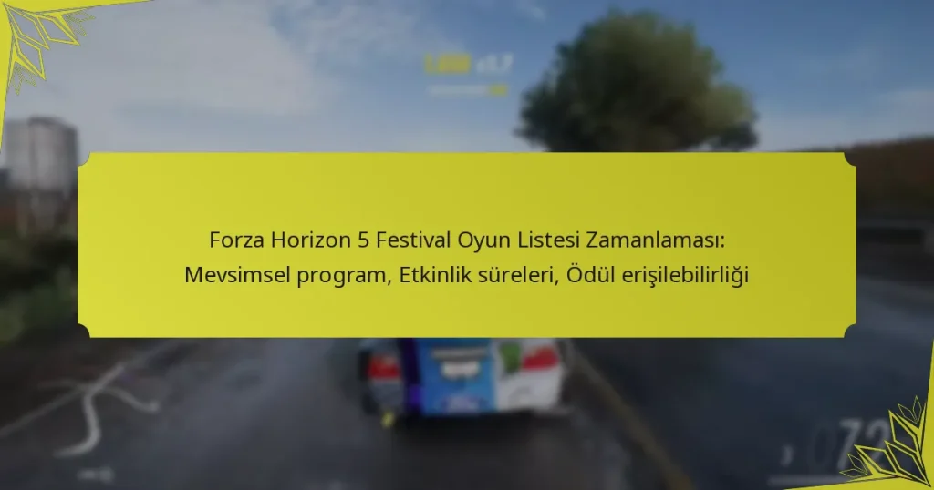 Forza Horizon 5 Festival Oyun Listesi Zamanlaması: Mevsimsel program, Etkinlik süreleri, Ödül erişilebilirliği